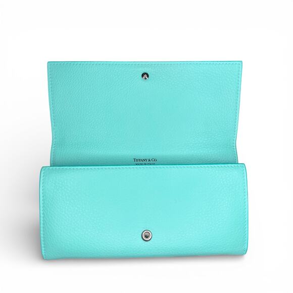 Authentic Tiffany & Co. Continental Flap Wallet Signature Tiffany Blue Leather - Picture 7 of 15